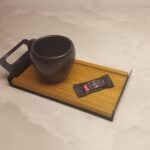 سینی سرو قهوه چوبی دسته فلزی