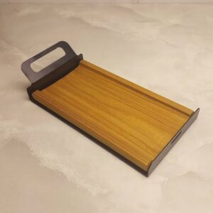 سینی سرو قهوه چوبی دسته فلزی