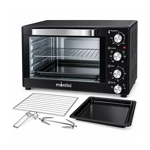 اقلام و متعلقات کامل فر برقی مونتینی مدل OVEN-6077 شامل سینی، توری و جوجهگردان
